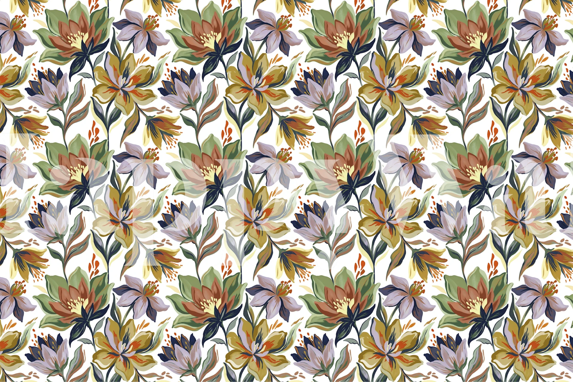 Hand Painted Floral Meadow wallpaper in a room