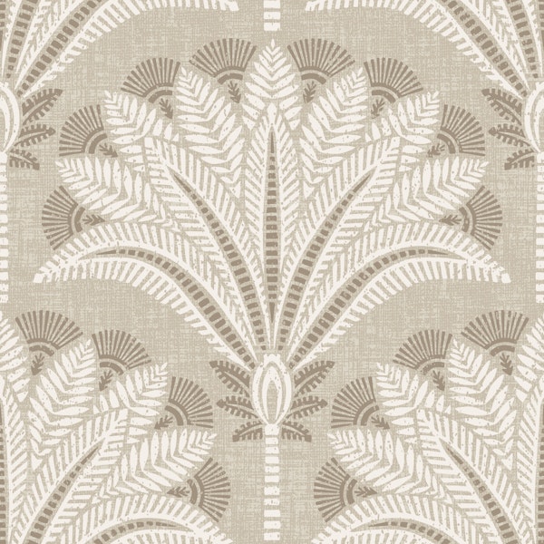 Boho block print palms in beige