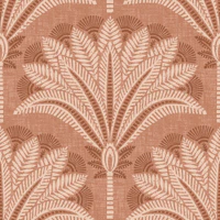 Boho block print palms in terracotta tapet