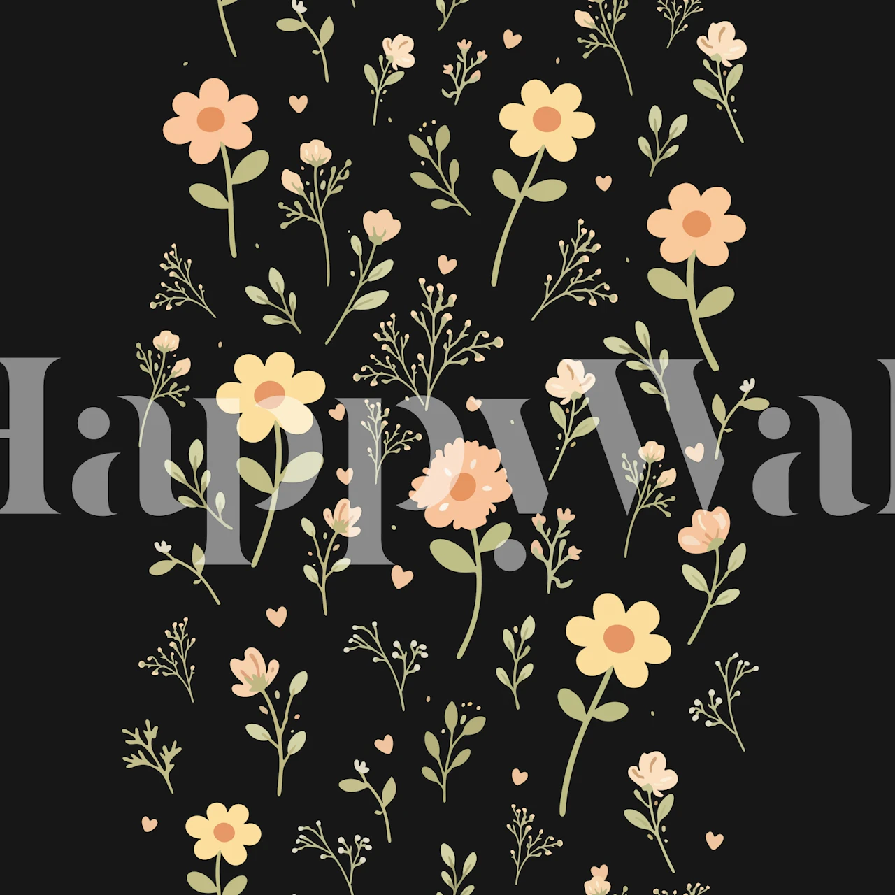 Midnight Wildflower Scatter Tapete in einem Zimmer