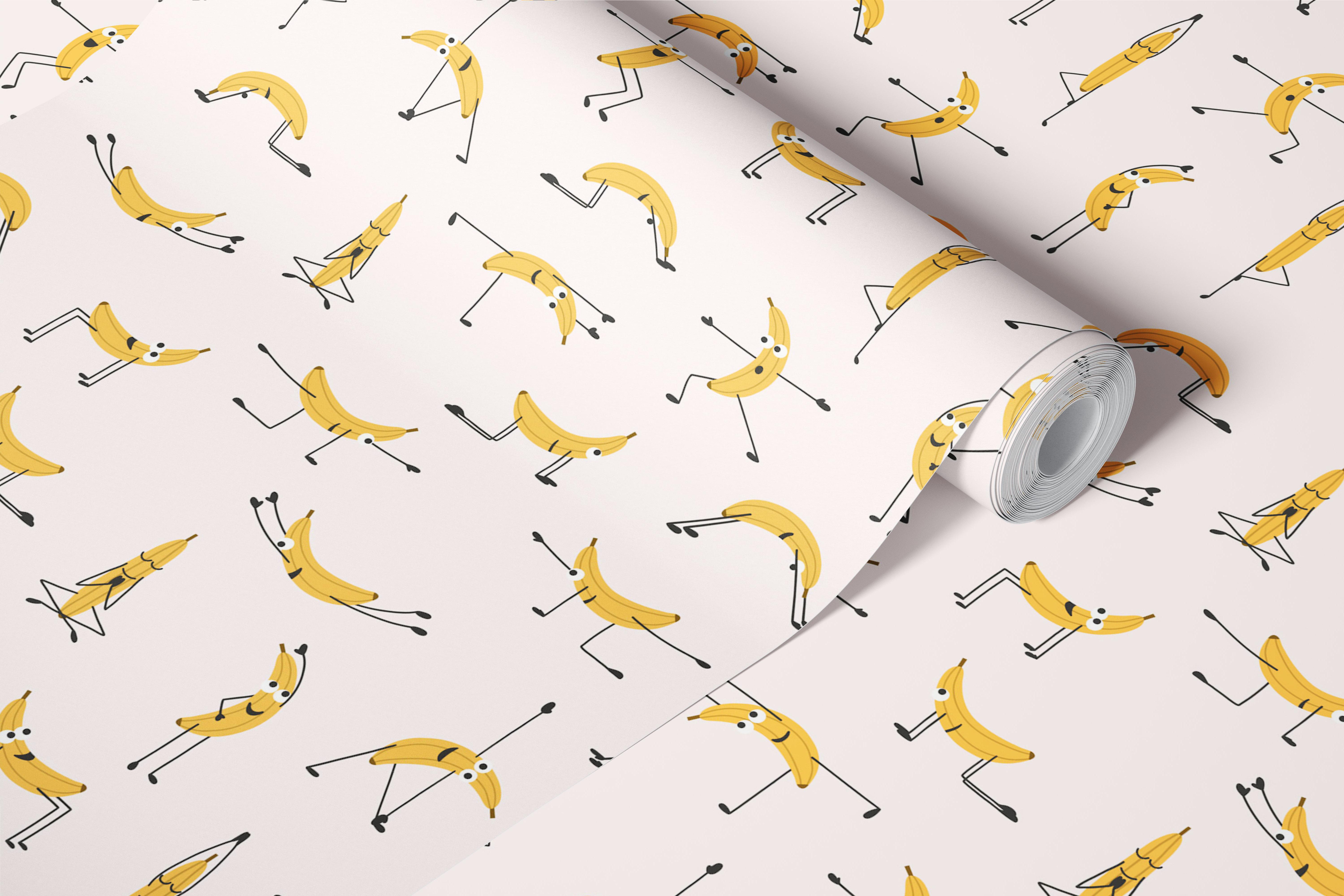 Banana yoga wallpaper in a blush pink room (5/9)