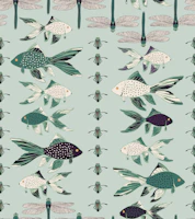 Cool Whimsical Fish Beetles and Dragonflies tapet