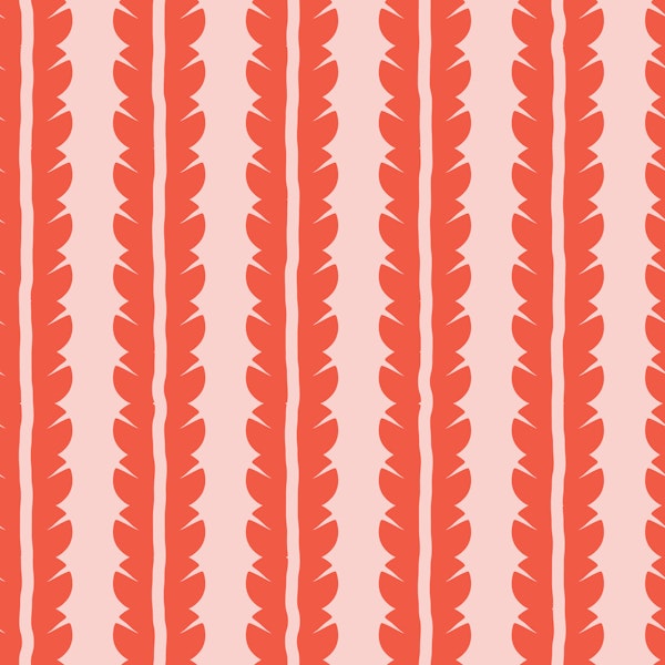 Retro Coral Palm Leaf Stripes