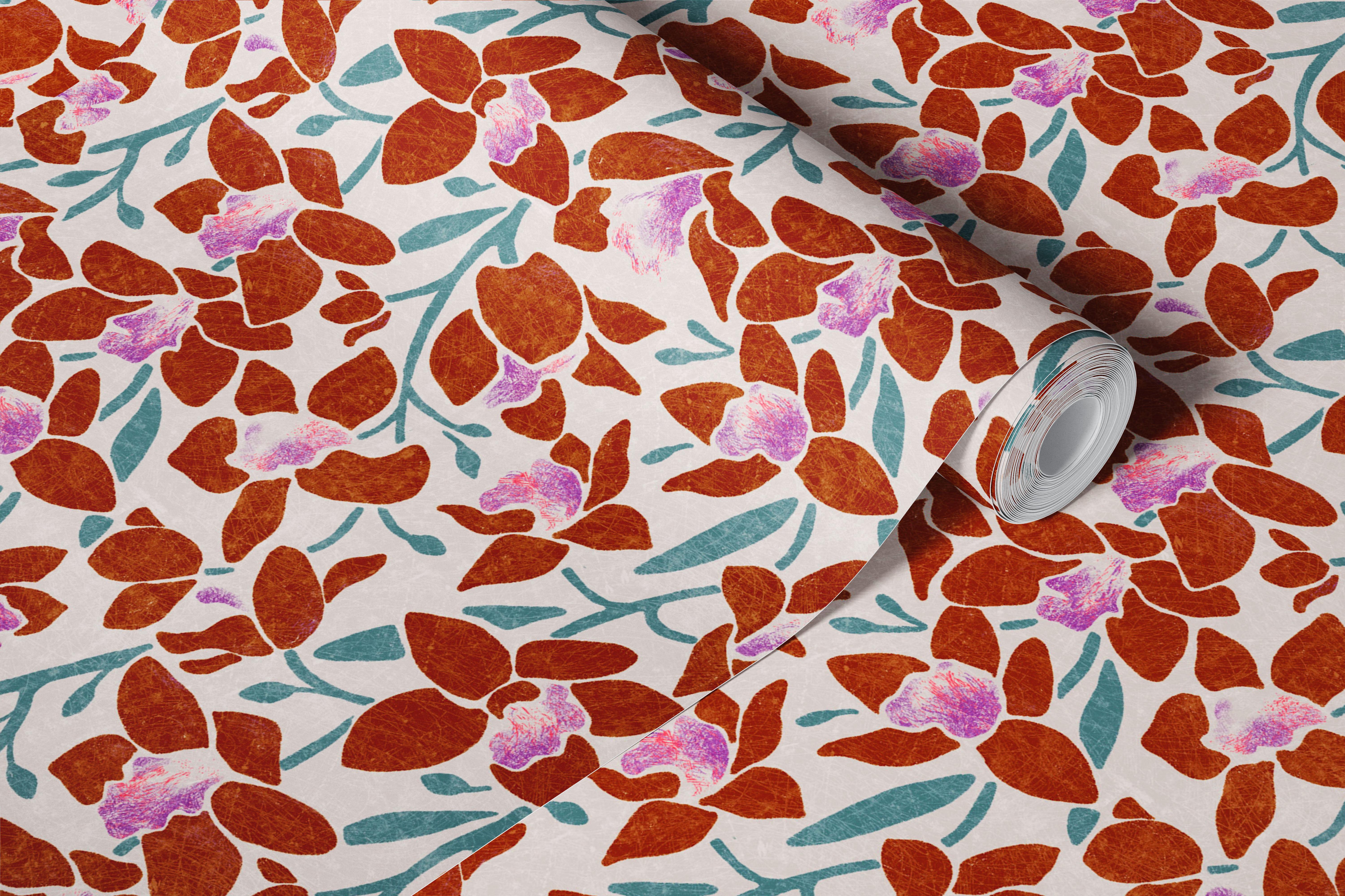 Junia gold floral wallpaper in a room