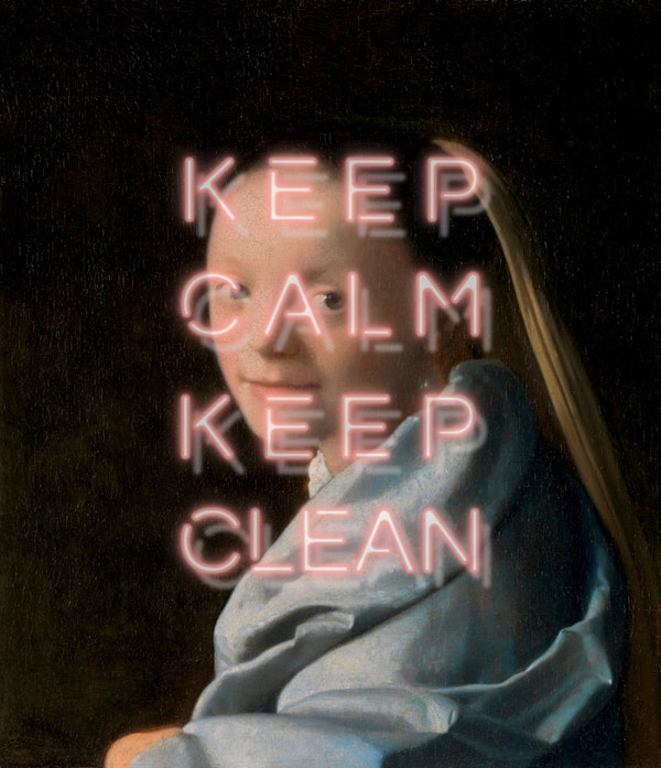 Keep Calm Keep Clean -Vintage Lady Typography