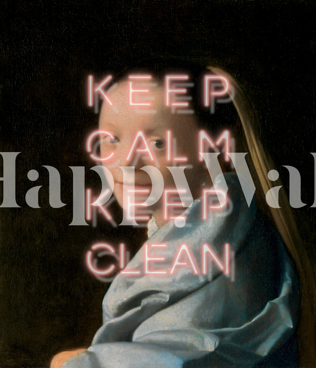 Tapeta z motywem typografii w stylu vintage z damą