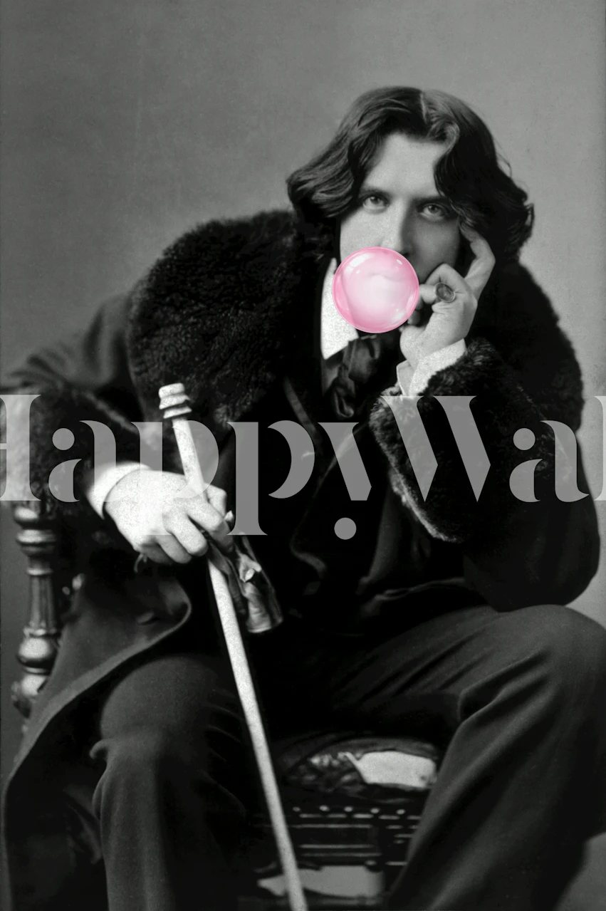 Oscar Wilde Pink Bubblegum wallpaper in a room