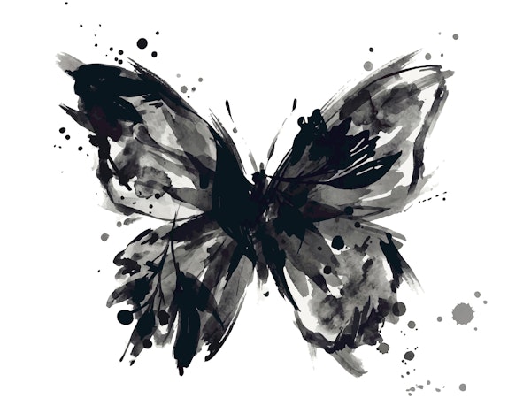 Black Watercolor Butterfly