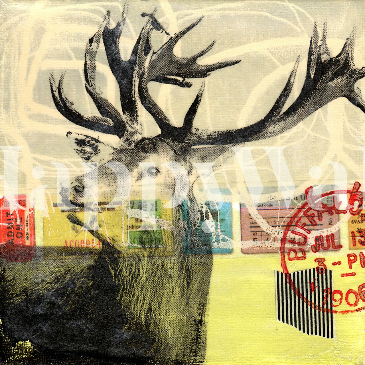 Rustic Deer Antlers wallpaper in a room