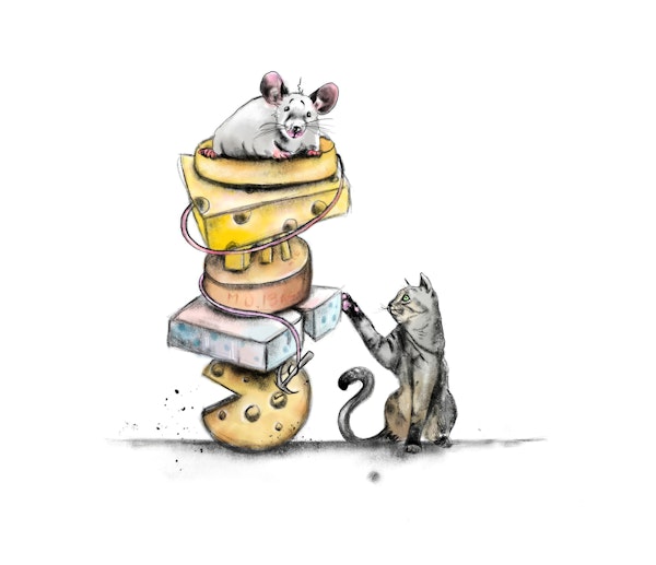Cat and Mouse Cheese Tower