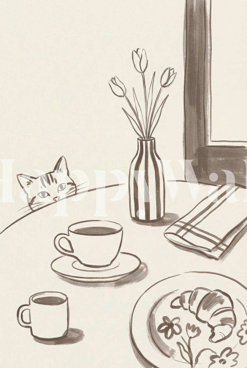 Curious Cat tapetdesign i ett rum