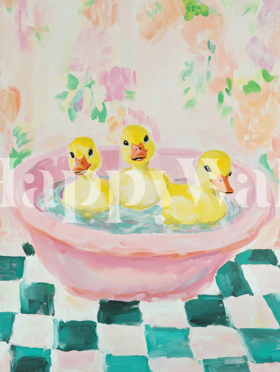 Forårsællinger i et badefad tapet