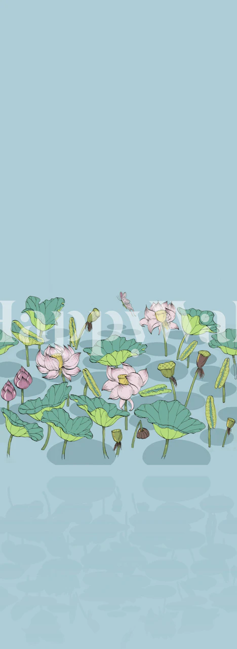Lotus water garden wallpaper in a room