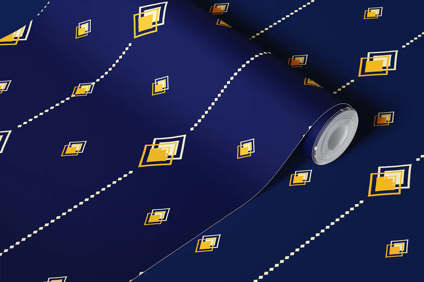 Art Deco Navy Gold Diamonds wallpaper roll