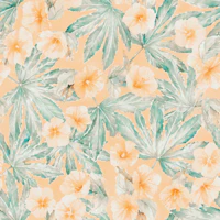 Peach Hibiscus Tropical Leaves wallpaper