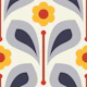 Bold Vintage Daisy in Gray Red - L
