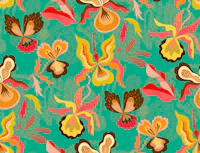 Orchids fantasy Turquoise behang