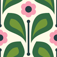 Bold Vintage Daisy in Green Pink - L wallpaper