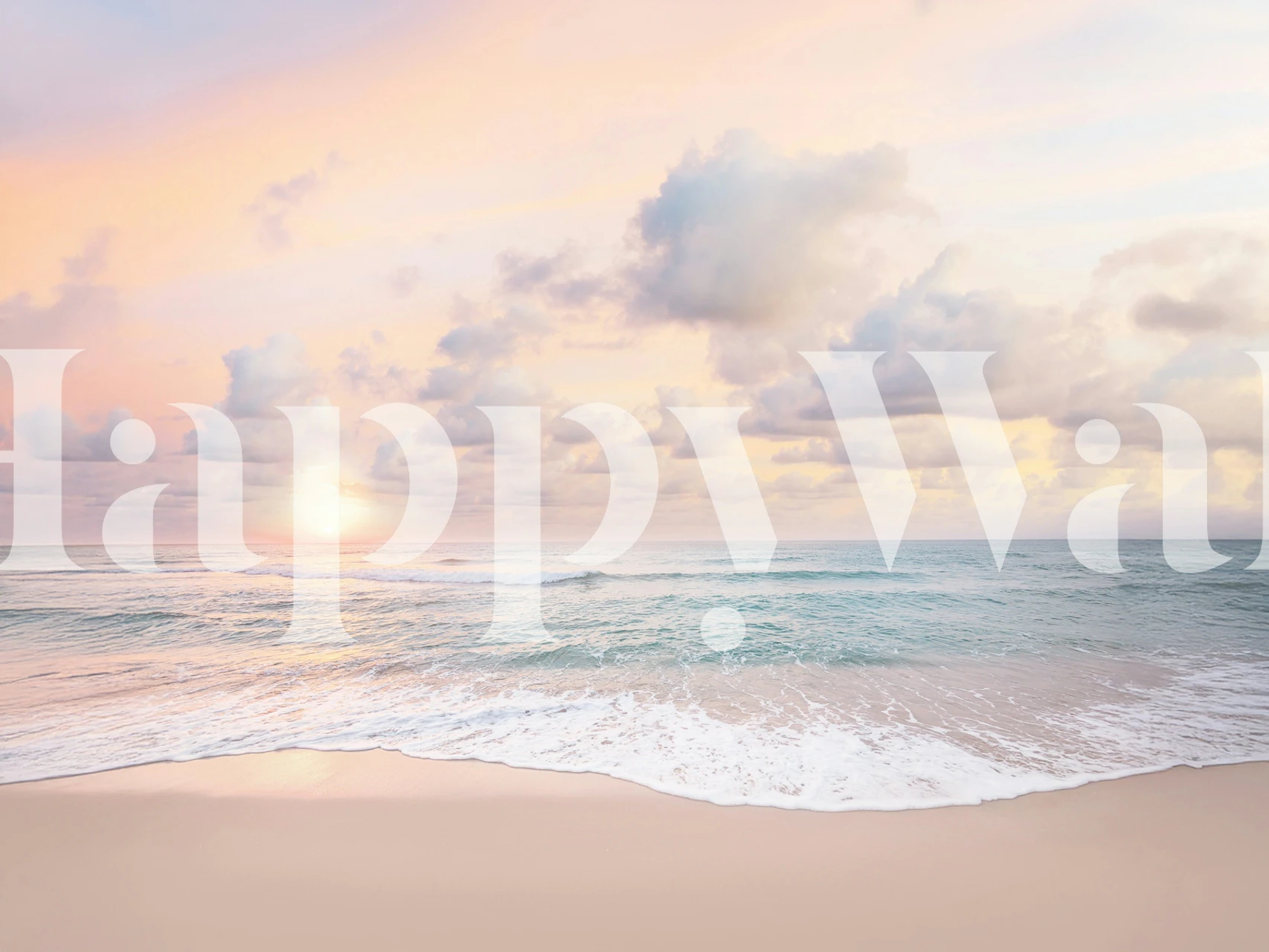 Peachy Sky Ocean wallpaper in a room