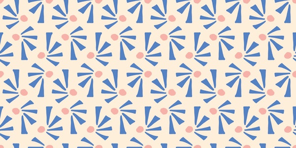 Playful geometric shapes M – white & blue