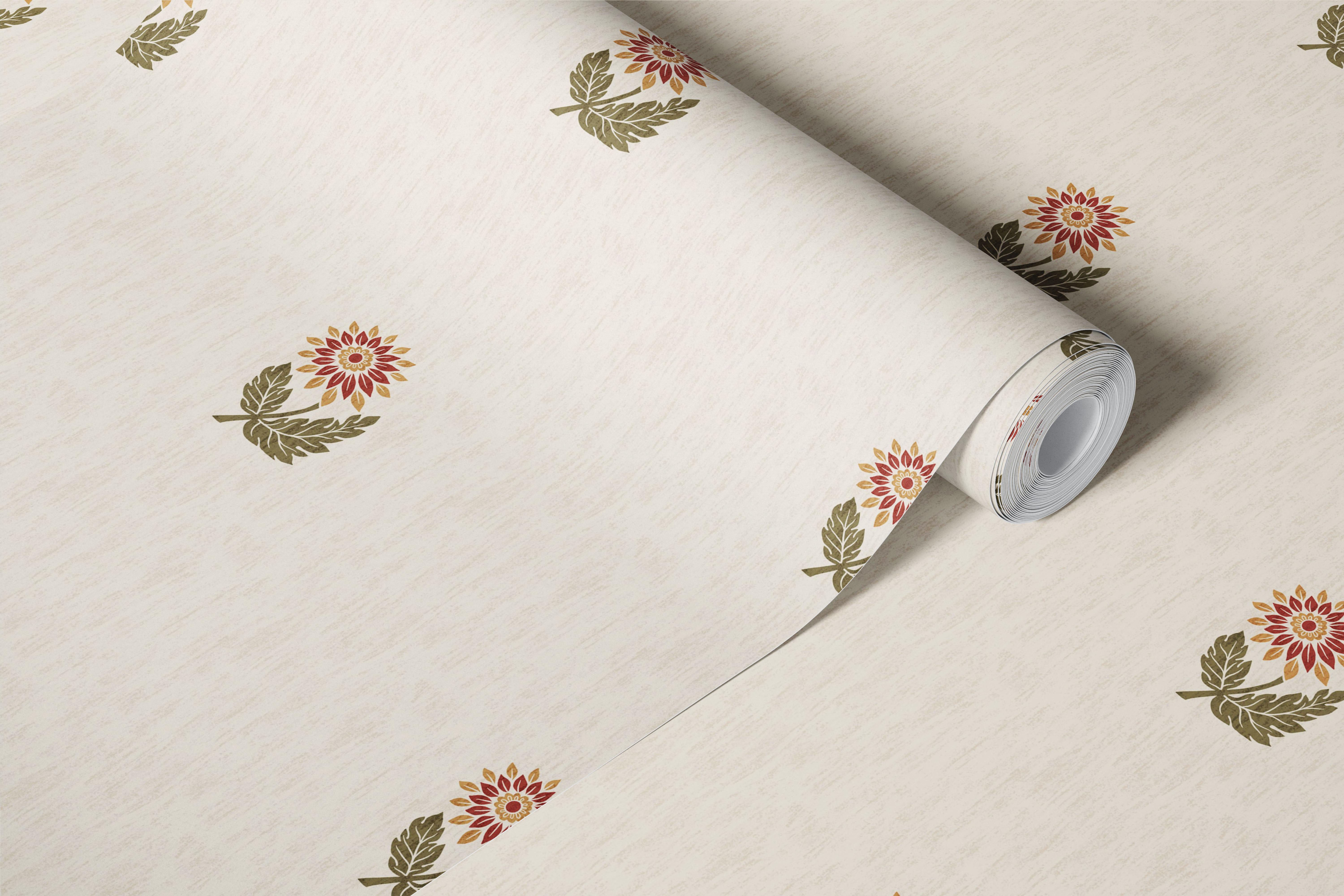 Muted Botanical Flower Sprig wallpaper in a room