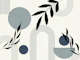 Midcentury Modern Leaves and Arches Blue