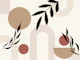 Midcentury Modern Leaves and Arches Earthy