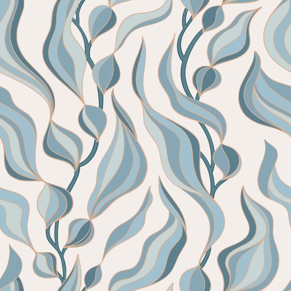 Nautical blue and gold kelp - small scale