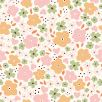 Cute Ditsy Flower Field Tangerine Rose tapeet