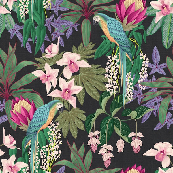 Maximalist Hothouse Flowers - Black