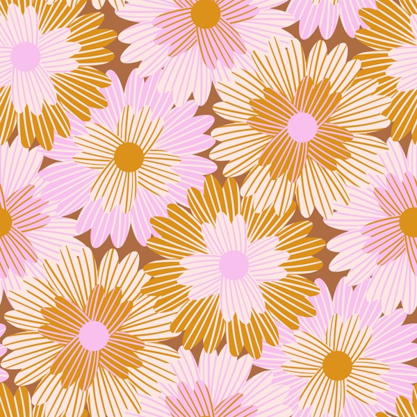 Retro Daisy Bloom Orange Pink