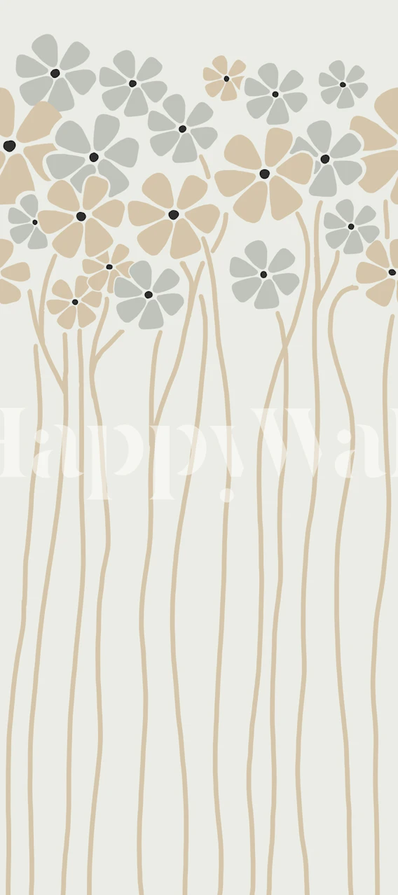 Scandi Daisies Neutral Tones wallpaper