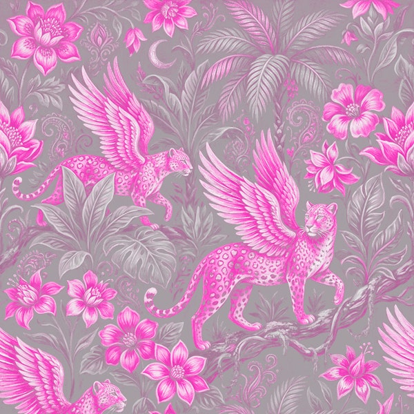Pink Leopard Fantasy Jungle Oasis