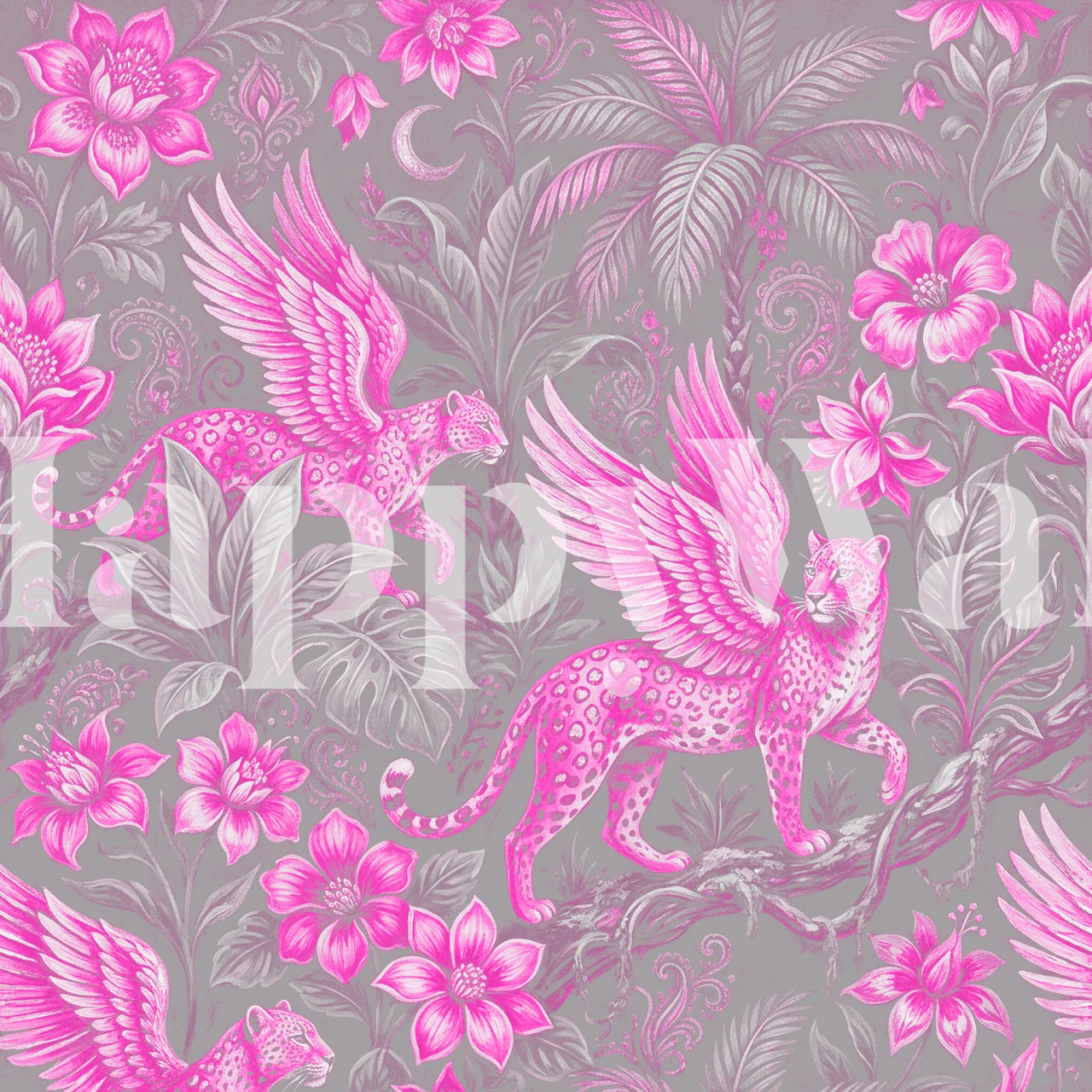 Lyserød leopard tapet i et stilfuldt rum