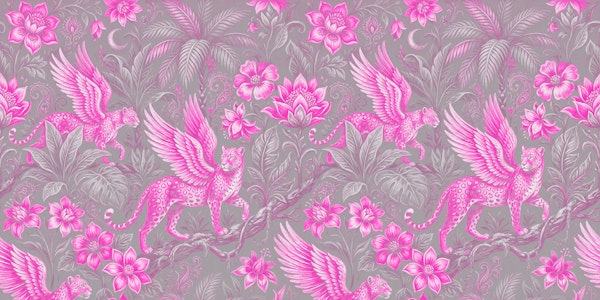 Pink Leopard Fantasy Jungle Oasis