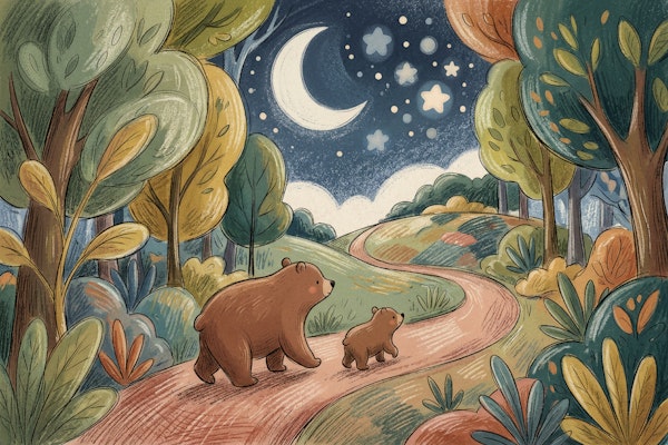 Moonlit Forest Bear Walk