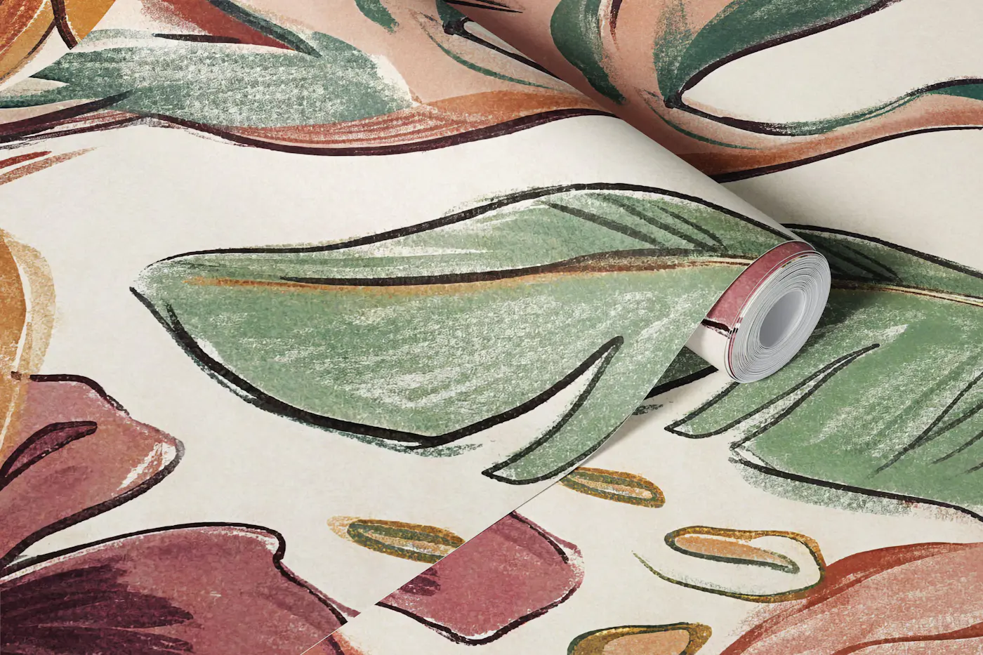 Tropical Botanical Jungle Leaves wallpaper roll