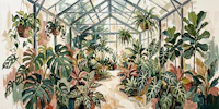 Sunlit Tropical Greenhouse wallpaper
