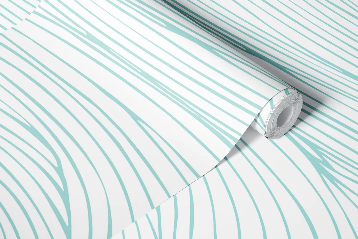 Calming Waves Minimalist Design in Teal wallpaper roll