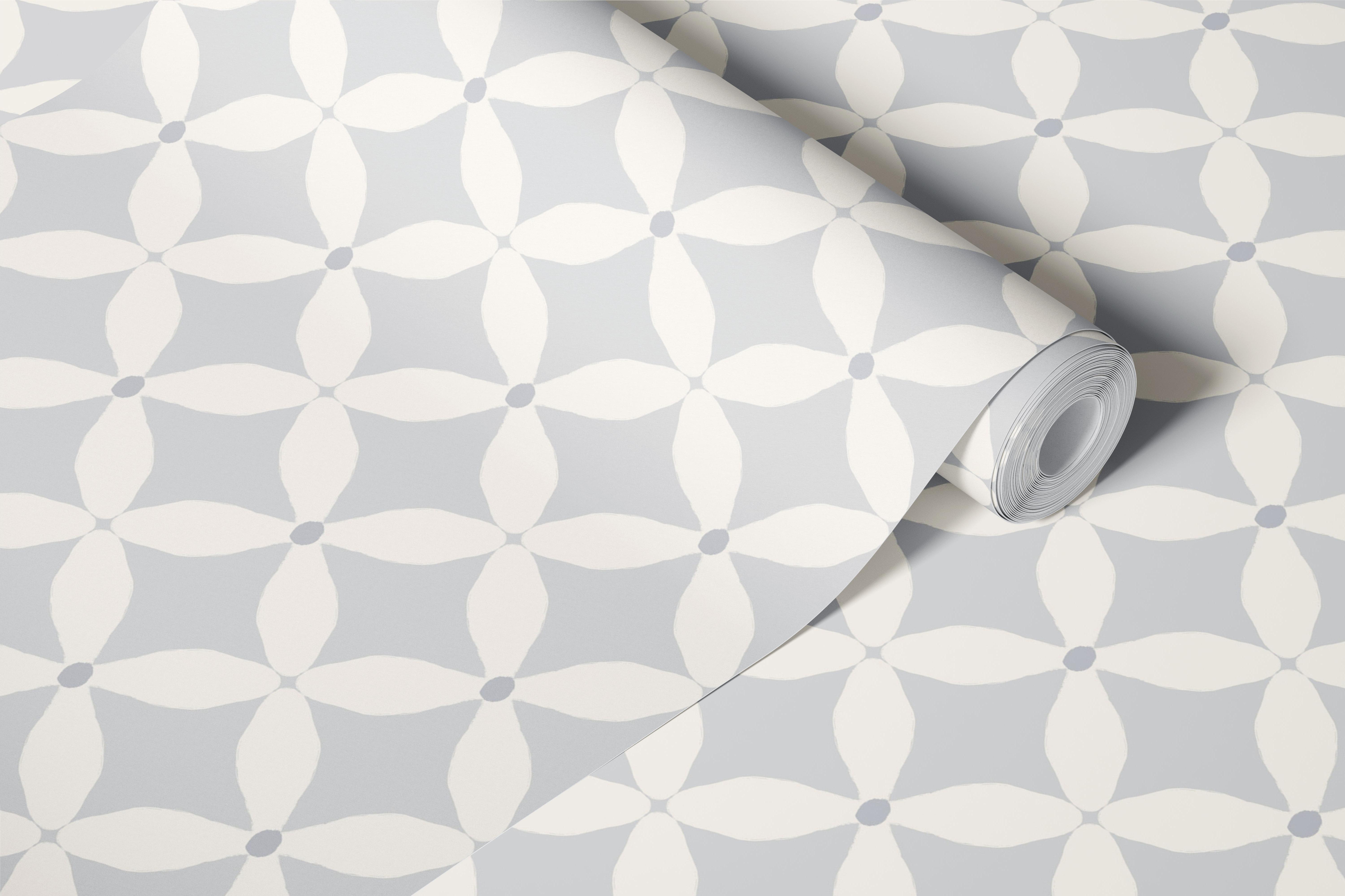 Scandi Petal Geometric Gray wallpaper in a room