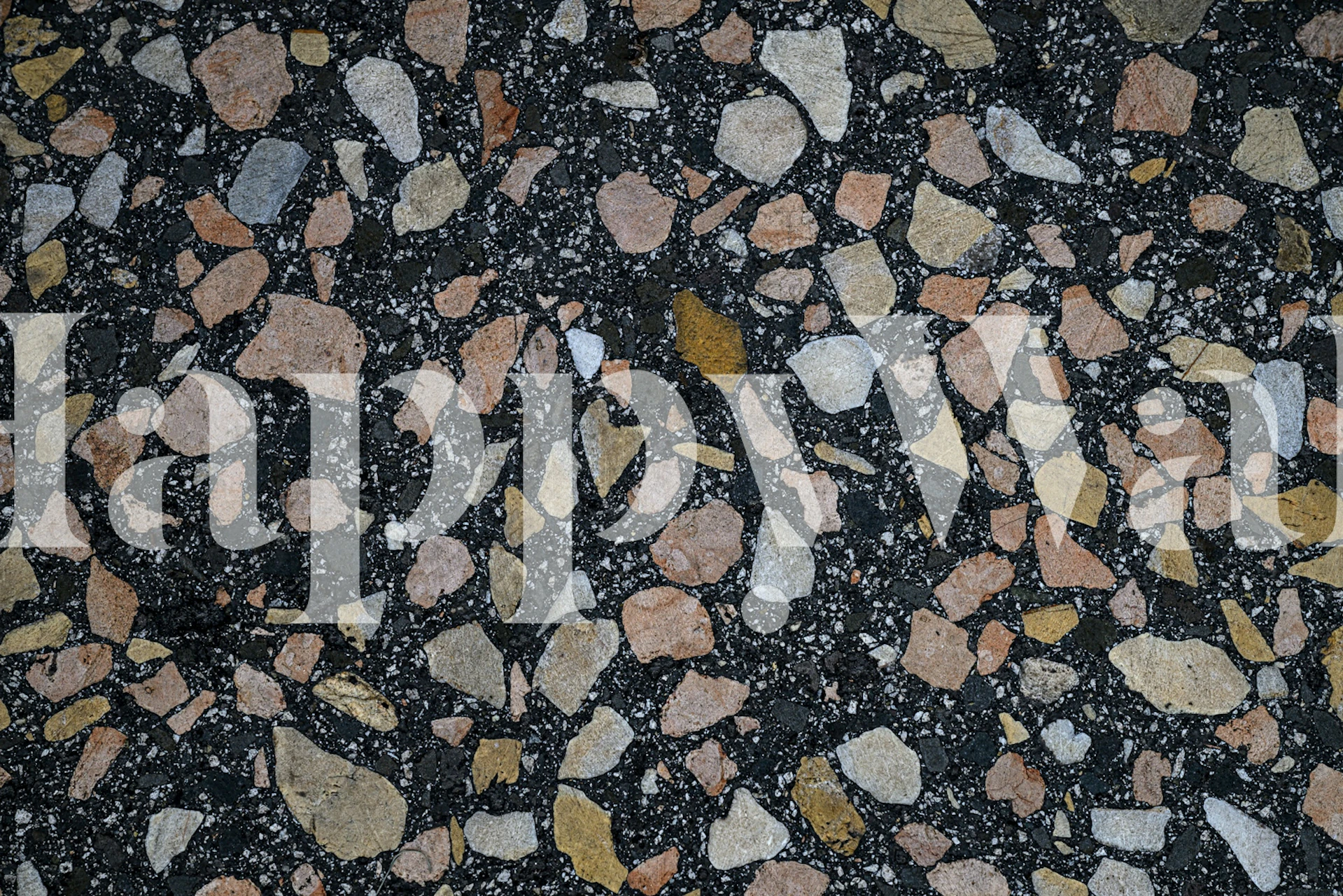 Napoli Midnight Terrazzo Stone Texture 1 behang