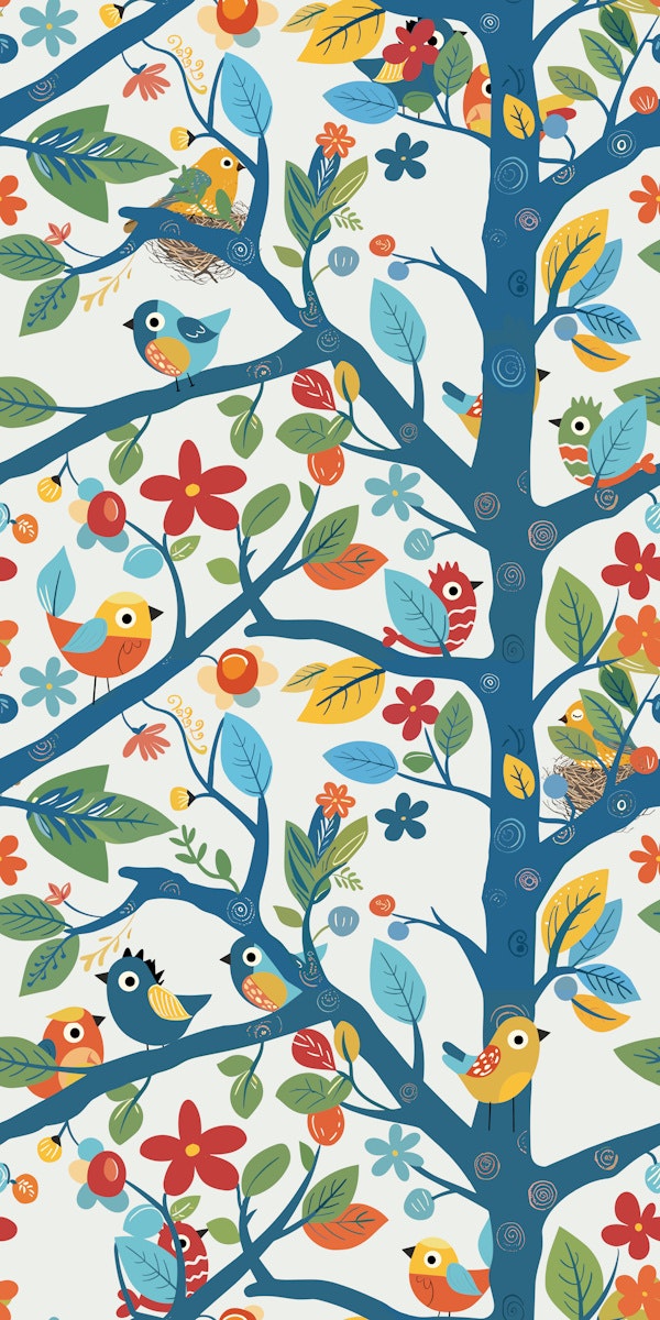 Playful Nursery Bird Tree