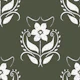 Vintage Floral Block Print Olive Green