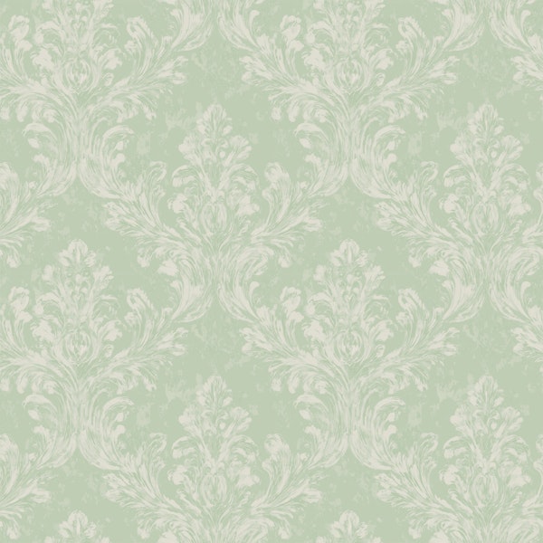 Antique Damask in Mint Green