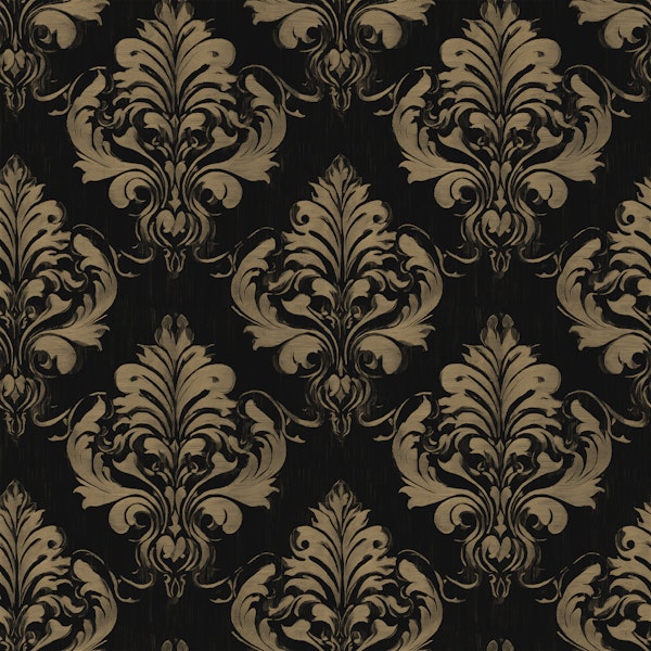 Gothic Black and Gold Damask