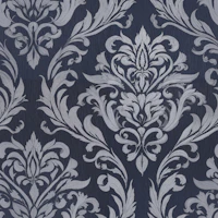 Luxury Damask Navy and Silver wallpaper
