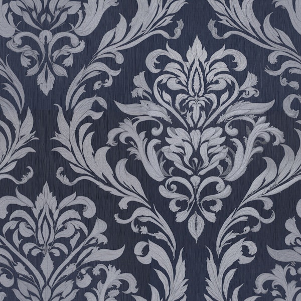 Luxury Damask Navy and Silver