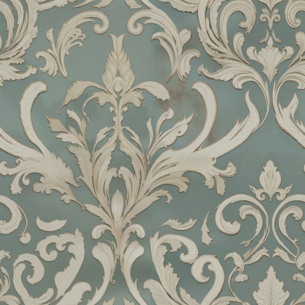 Vintage Damask Sage Green