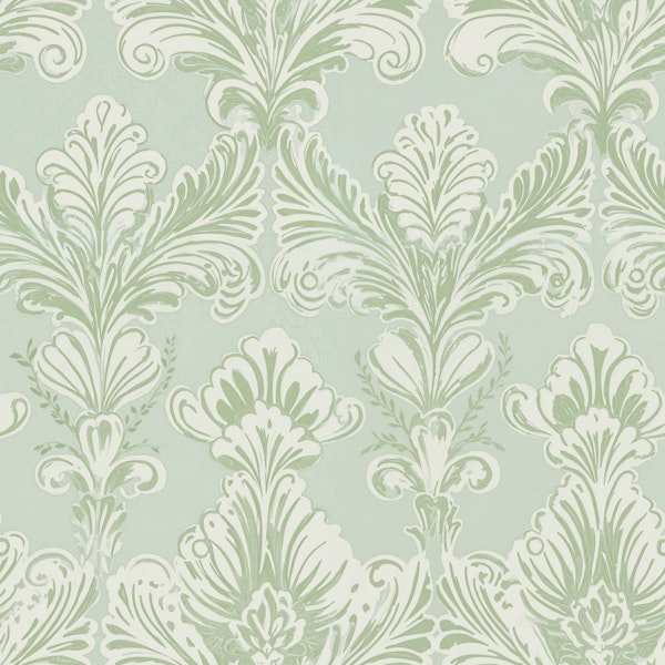Pale Mint Baroque Leaf Scroll