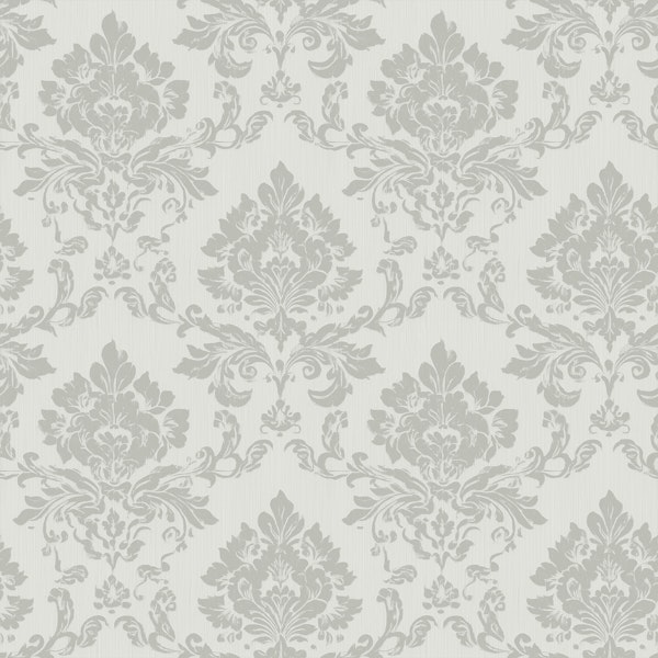 Elegant Baroque Damask Silver and Gray